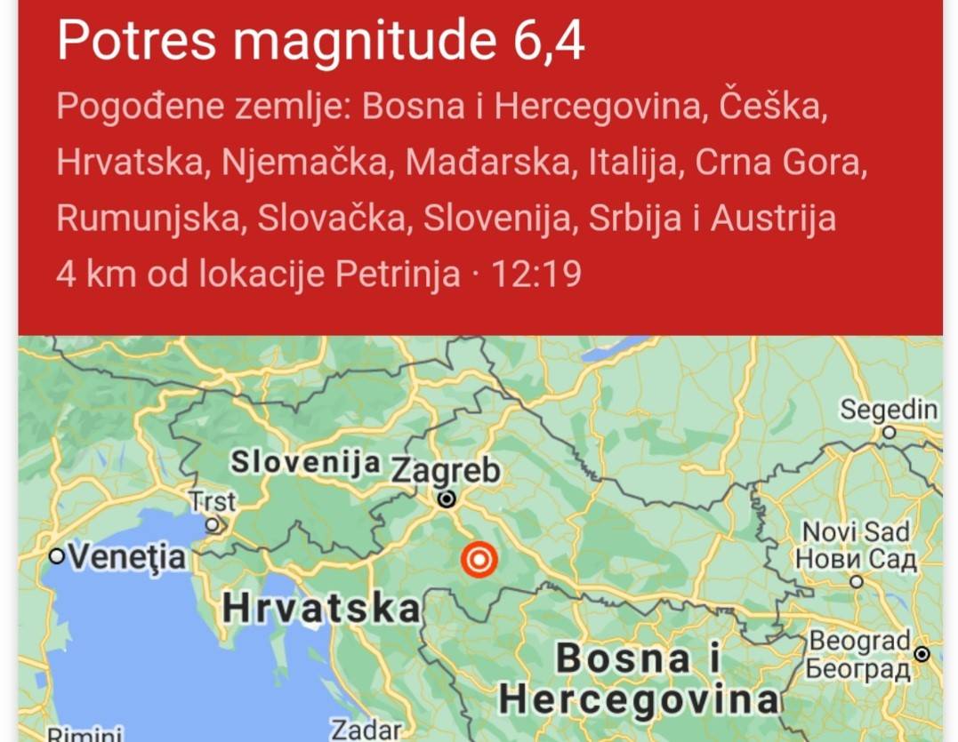 JOŠ JEDAN POTRES KOD PETRINJE: Tresla se Požega, Pleternica, Velika...