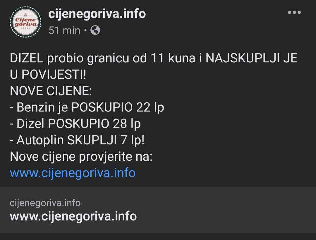 CIJENE GORIVA DIVLJAJU: Dizel probio granicu i sada je najskuplji u povijesti
