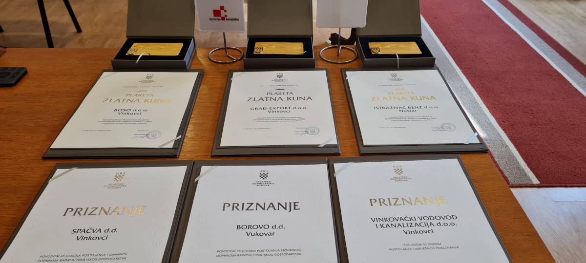 Uručena priznanja najuspješnijim tvrtkama Vukovarsko-srijemske županije u 2020. godini