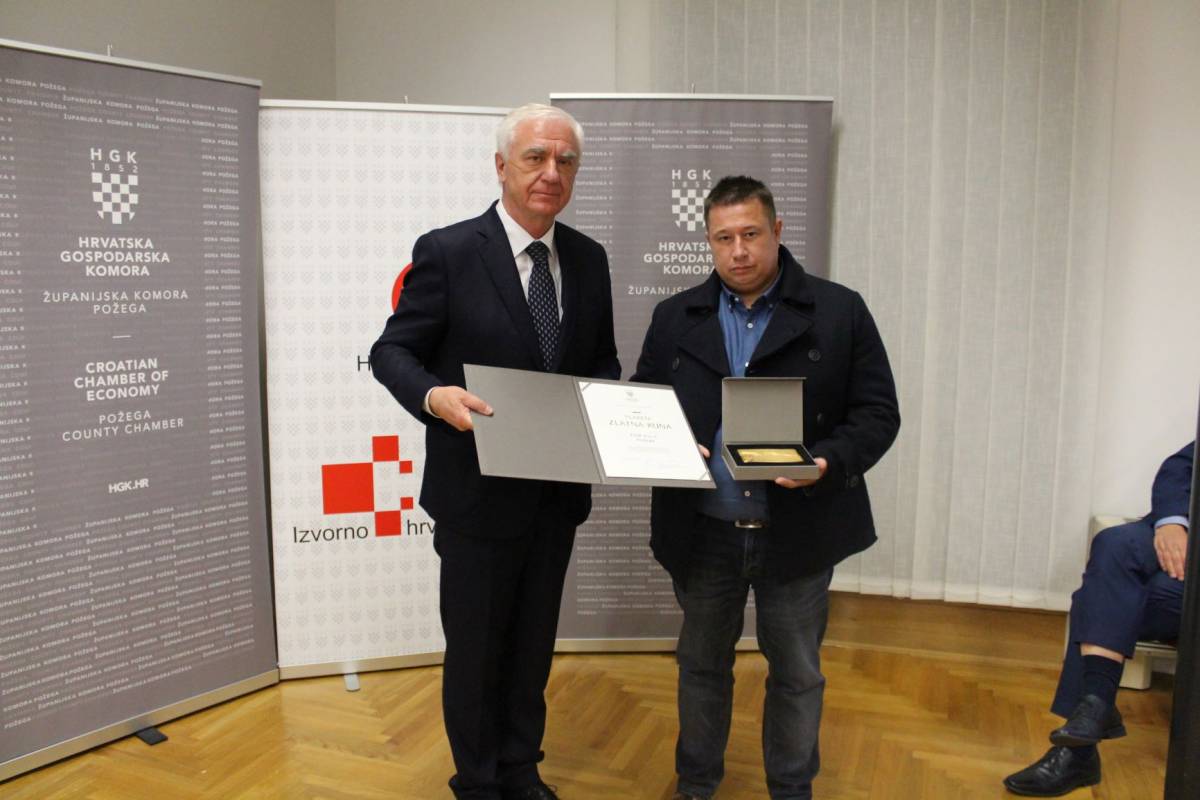 Dodijeljena priznanja „ZLATNA KUNA 2020.“ najuspješnijim poduzetnicima HGK -Županijske komore Požega