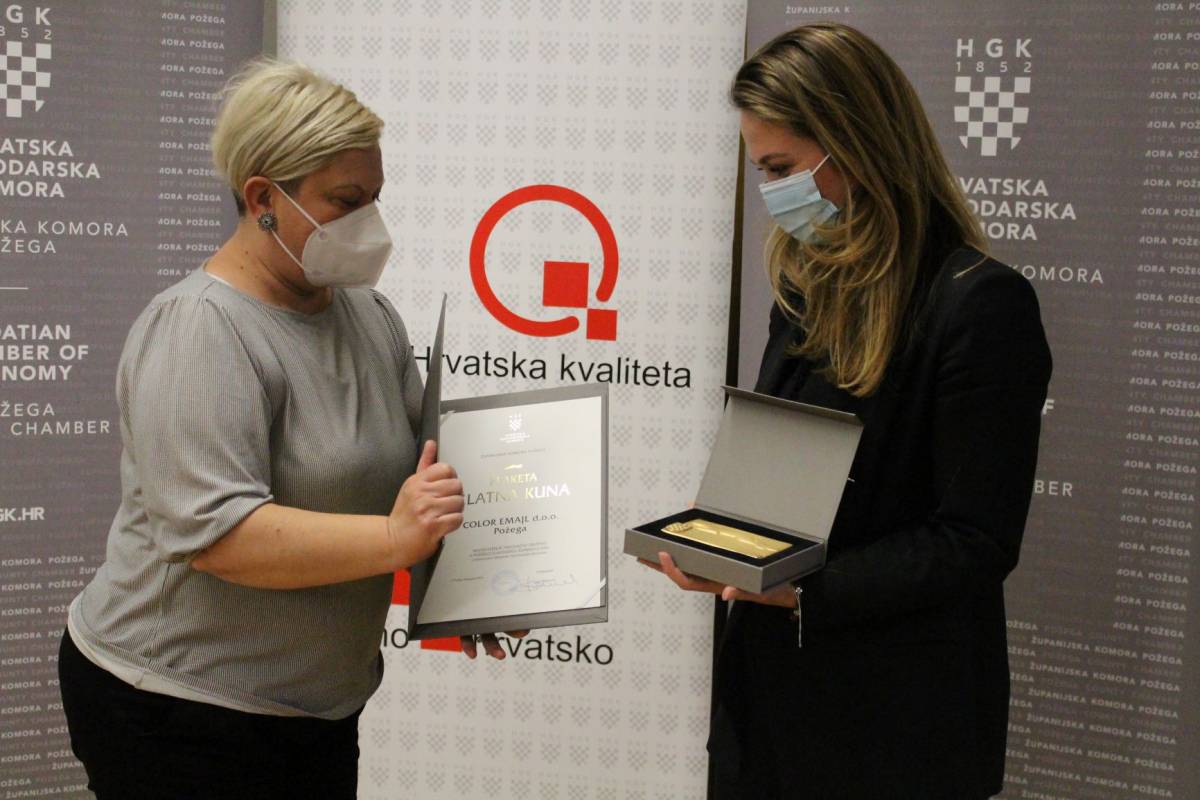 Dodijeljena priznanja „ZLATNA KUNA 2020.“ najuspješnijim poduzetnicima HGK -Županijske komore Požega