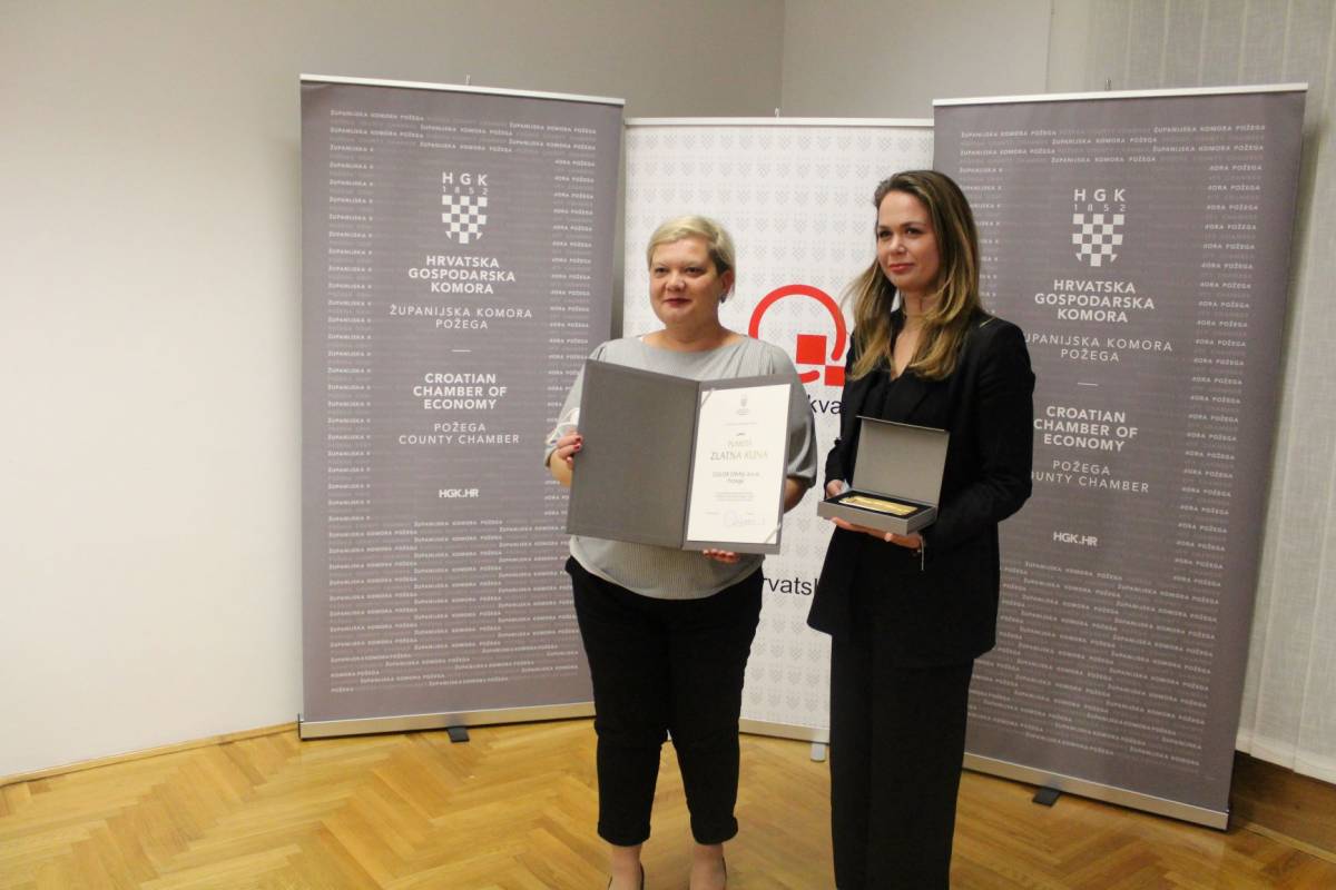 Dodijeljena priznanja „ZLATNA KUNA 2020.“ najuspješnijim poduzetnicima HGK -Županijske komore Požega