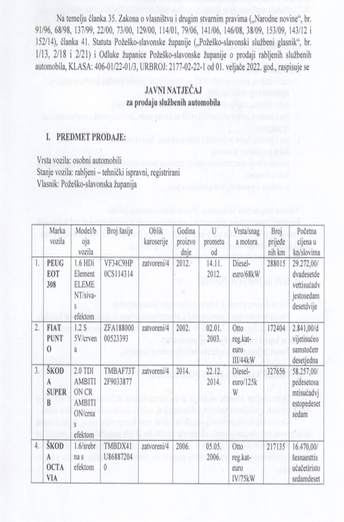 Županija prodaje službene automobile: Nedostaje li novca za studentske stipendije?