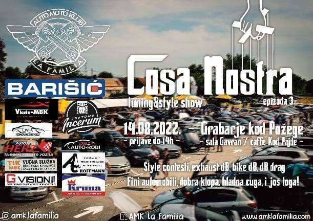 OVE NEDJELJE: AMK La Familia organizira  „Cosa Nostra“ tuning i style show u Grabarju 
