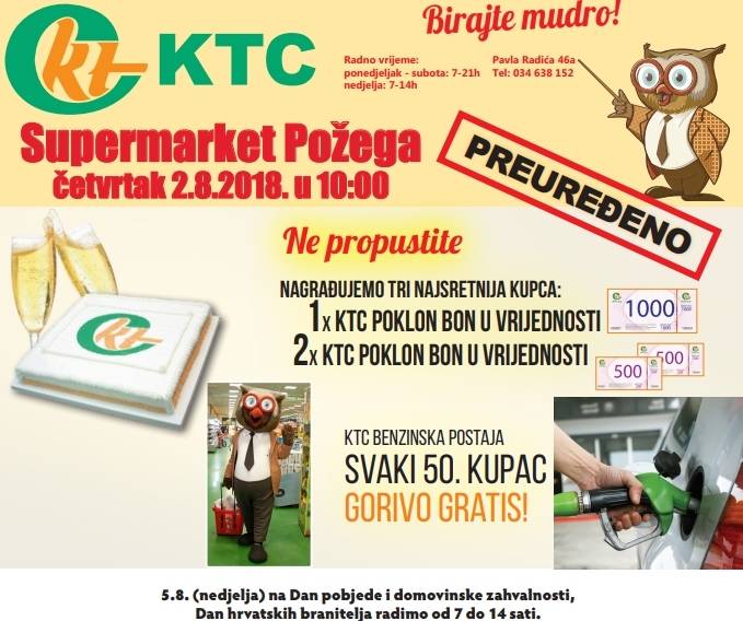Preuređeni KTC svoja vrata otvara u četvrtak (2.8.) u 10 sati, kupce očekuju brojne nagrade