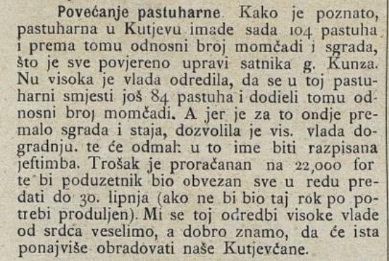 Pastuharna Kutjevo prije 131 godinu imala je 200 pastuha