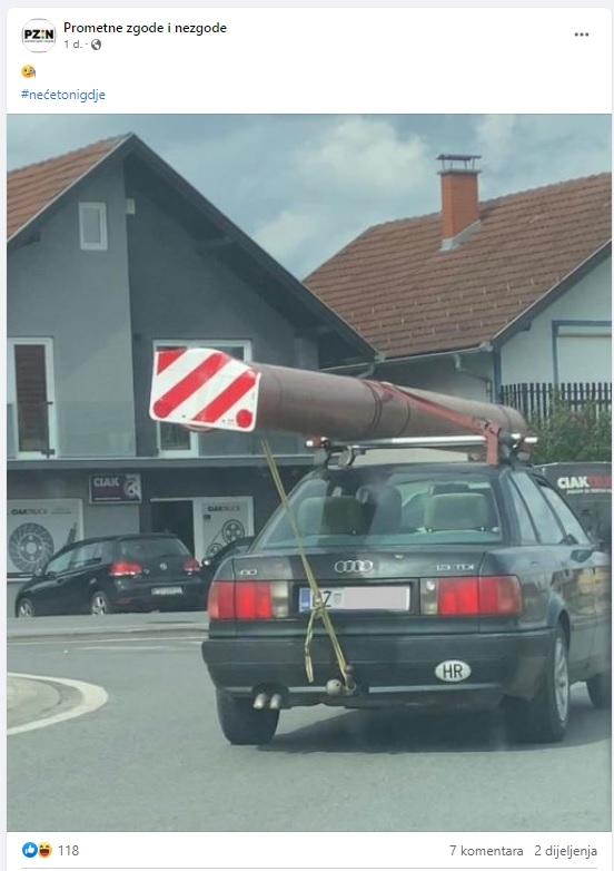 Pogledajte kako je jedan vozač u Požegi prevozio ogromnu cijev