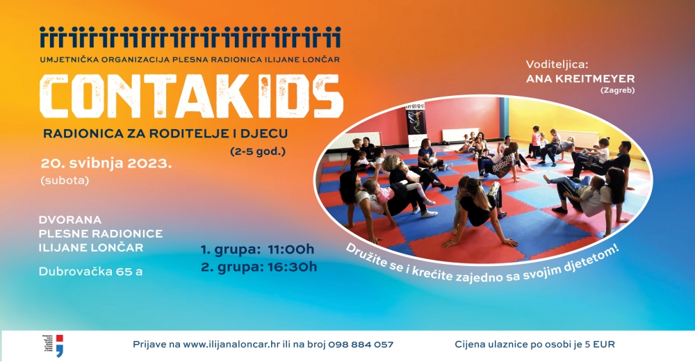 UO Plesna radionica Ilijane Lončar: Najava ContaKids interaktivne radionice za roditelje i djecu 2 - 5 godina