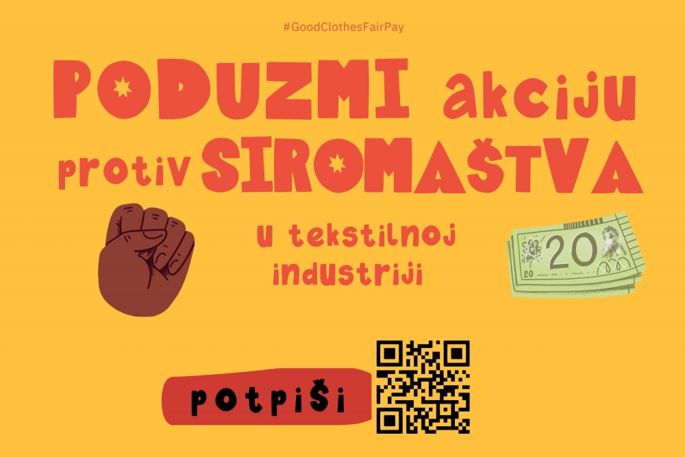 Potpiši za dostojanstvenu plaću tekstilnih radnica na štandu u Požegi