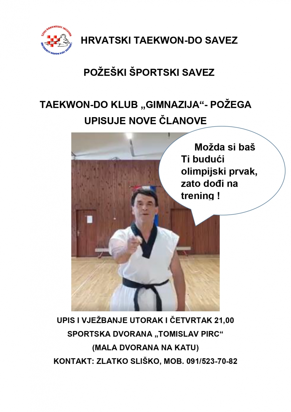 Teakwon-do klub Gimnazija - Požega upisuje nove članove