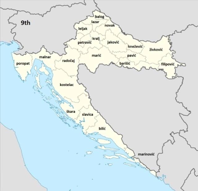 Ovo je mapa Hrvatske s devet najčešćih prezimena, evo koja su to u Požeško-slavonskoj županiji