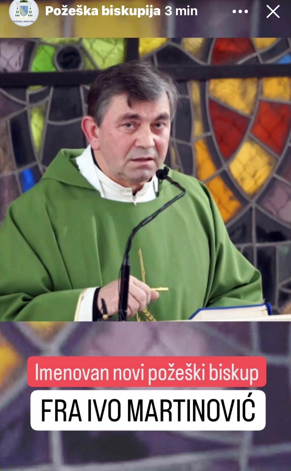 UPRAVO: Fra Ivo Martinović novi je biskup Požeške biskupije