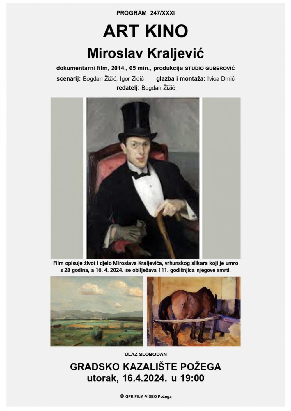 Večeras film ’Miroslav Kraljević’, Art Kino