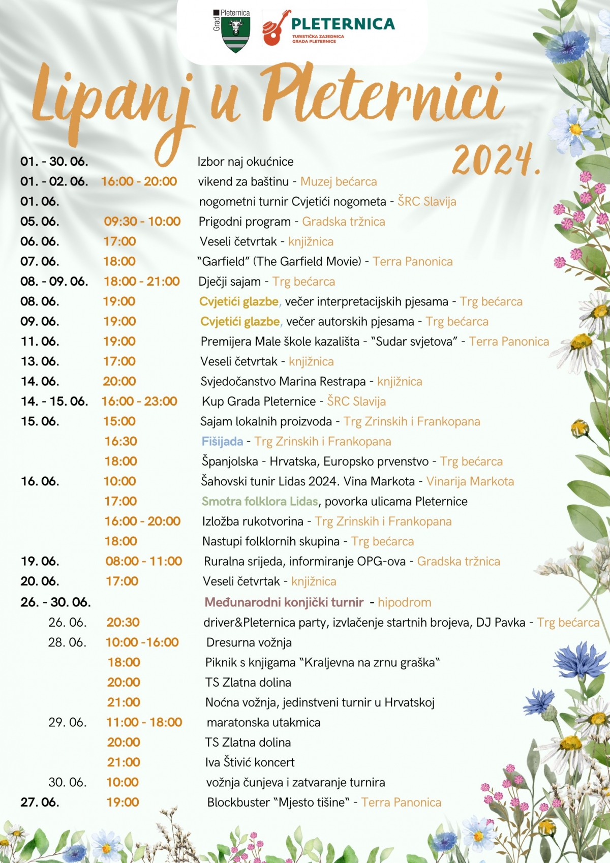 Lipanj u Pleternici: “Pozivamo sve naše sadašnje i buduće posjetitelje da nam se pridruže kako bi osjetili toplinu zajedništva koju mi ovdje pružamo.”