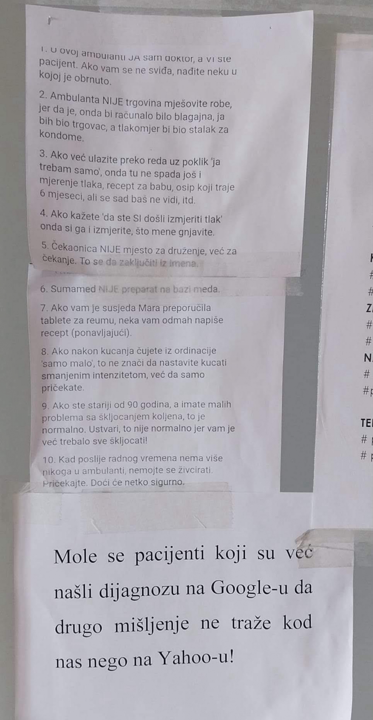 U Domu zdravlja u Lipiku zalijepili bezobrazne ‘doktorske zapovijedi’. Pacijenti pozvali Dragu Hedla, a onda je nastao show