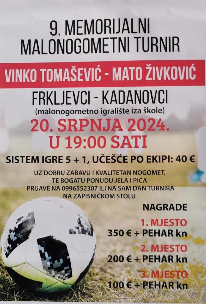 Memorijalni turnir u Frkljevci - Kadanovci: Jučer položeni vijenci i održana misa, danas slijede utakmice