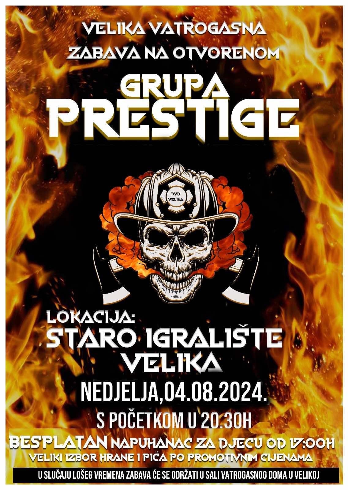 Večeras velika vatrogasna zabava na otvorenom u Velikoj