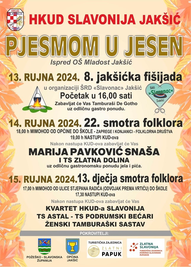 “Pjesmom u jesen” – tradicijski spektakl i ove godine u Zlatnoj Slavoniji