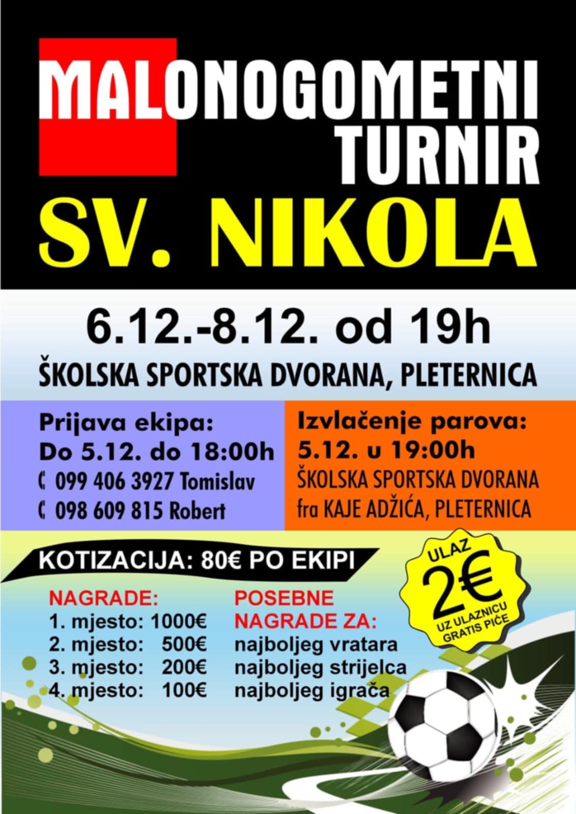 Turnir sv. Nikola u Pleternici: od 6. do 8. prosinca borba na parketu za vrijedne nagrade