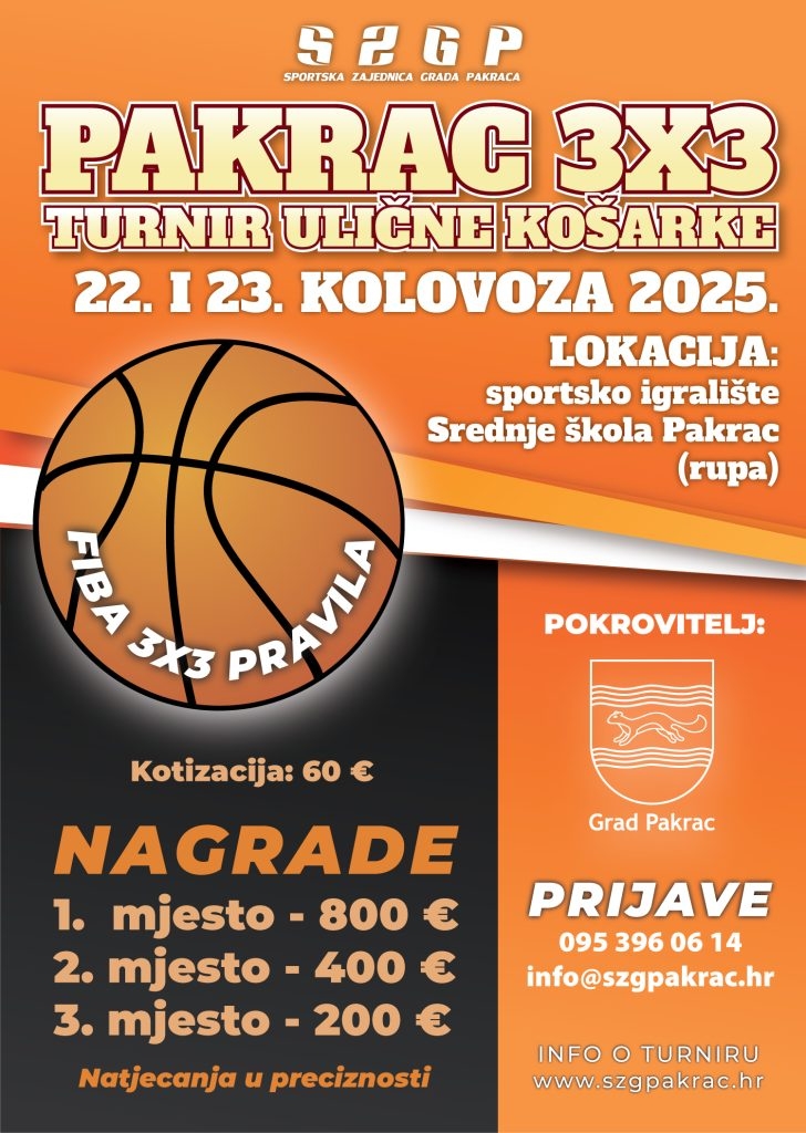3. Pakrac 3X3: Otvorene prijave na turnir ulične košarke