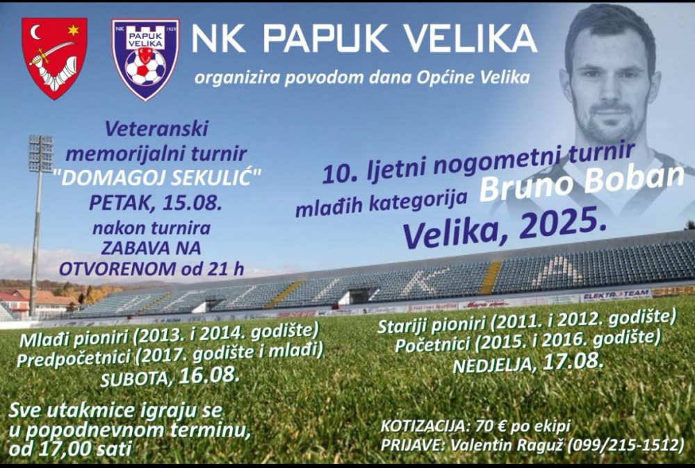 Nogometni turniri u Velikoj u sjećanje na Brunu Bobana i Domagoja Sekulića: Bruno da je živ jučer bi proslavio 33. rođendan!