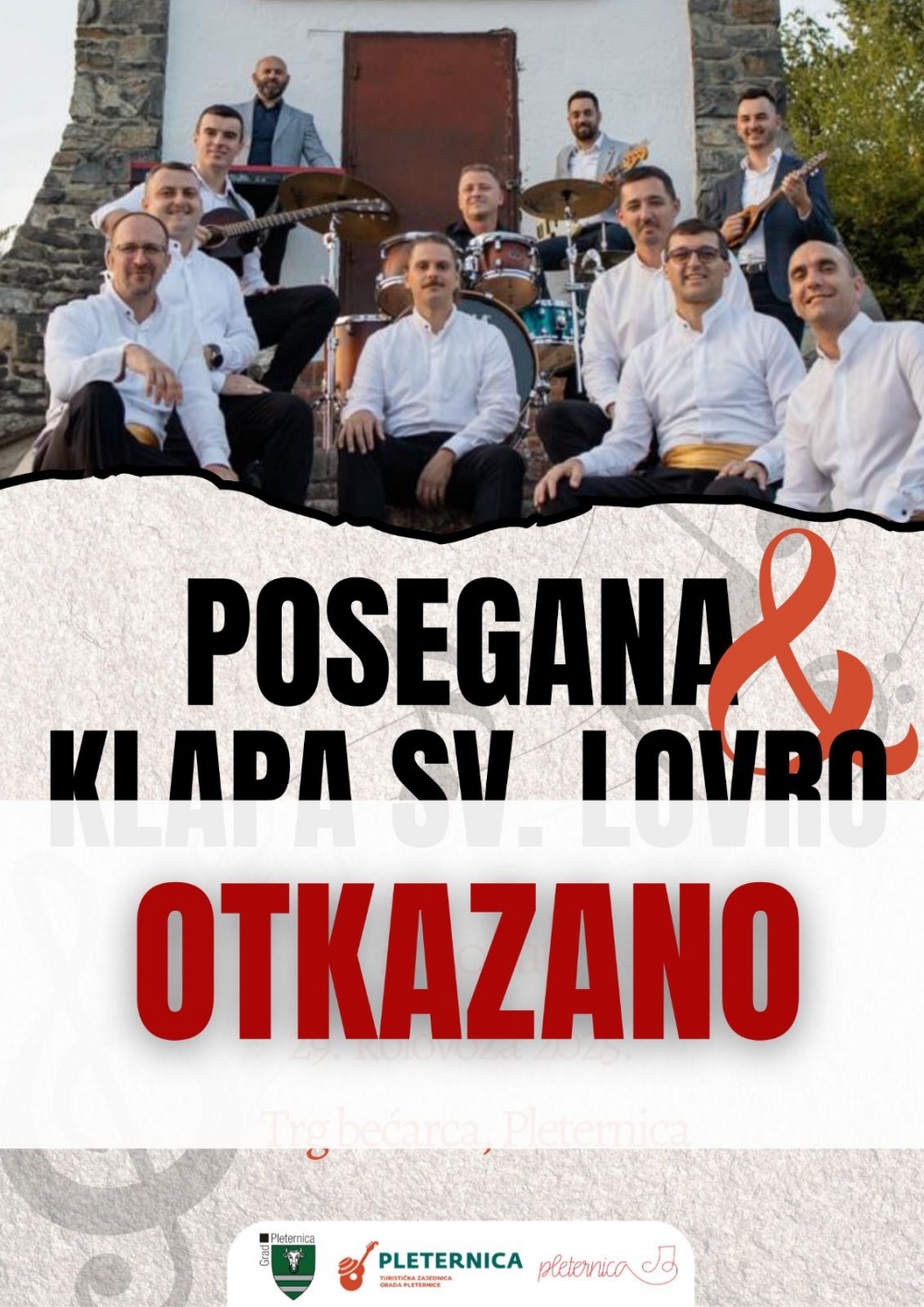 Pleternica: Otkazan koncert TS Posegane i Klape sv. Lovro