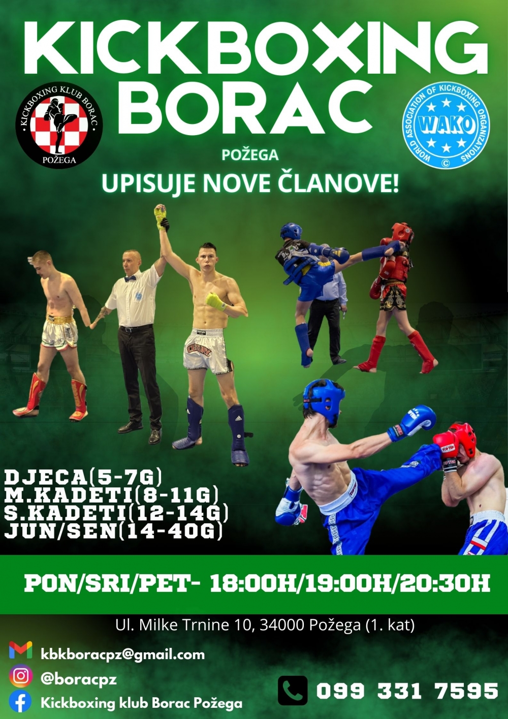 Kickboxing klub Borac Požega upisuje nove članove!