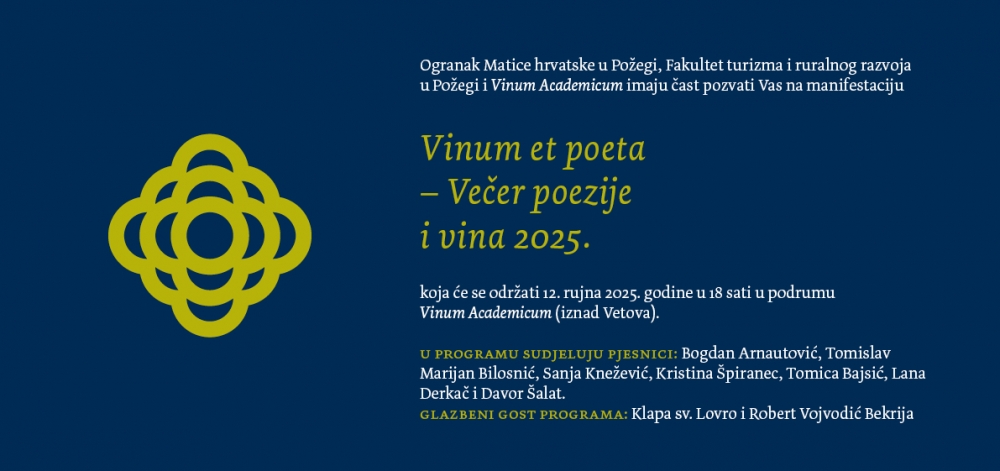Rujan u znaku poezije i vina: Najavljena manifestacija “Večer poezije i vina 2025.” u Požegi