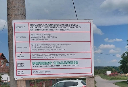 Izgrađuje se kanalizacijska mreža u dijelu Orljavske ulice u naselju Vidovci