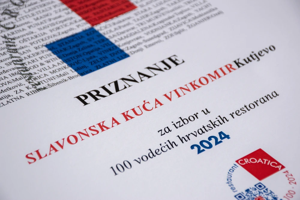 Restoran Slavonska Kuća Vinkomir među 100 vodećih hrvatskih restorana