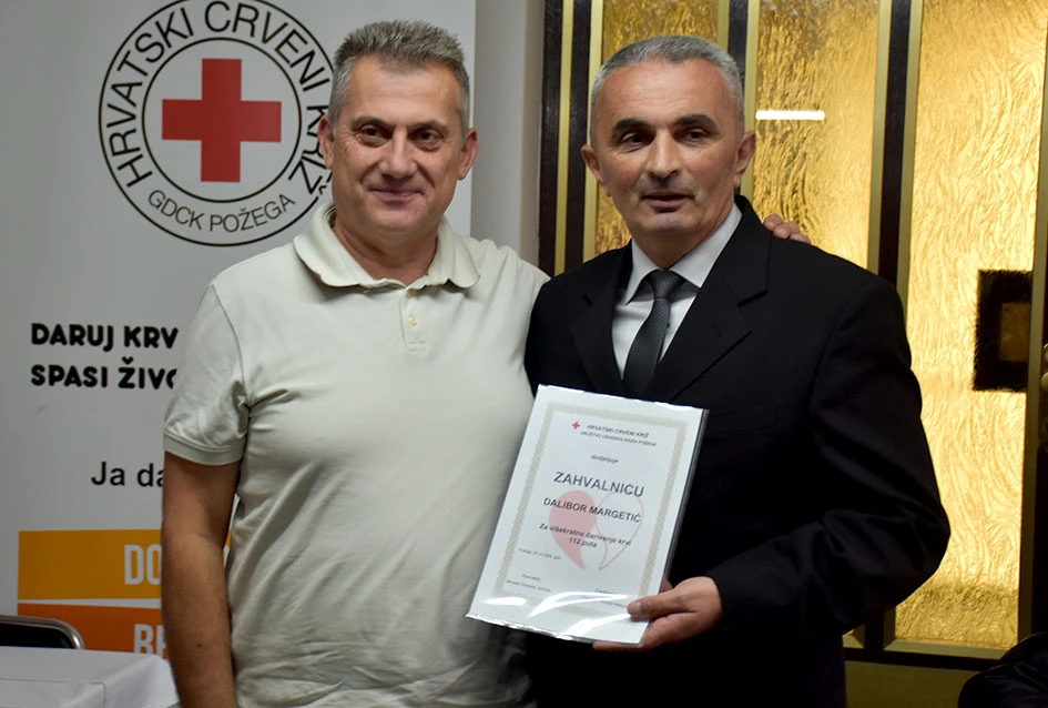 Prigodnom svečanošću i dodjelom priznanja Gradsko društvo Crvenog križa Požega obilježilo Dan dobrovoljnih darivatelja krvi.