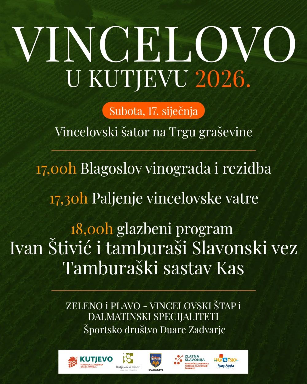 Vino, vatra i tamburica: Kutjevo ove subote slavi Vincelovo - ne propustite