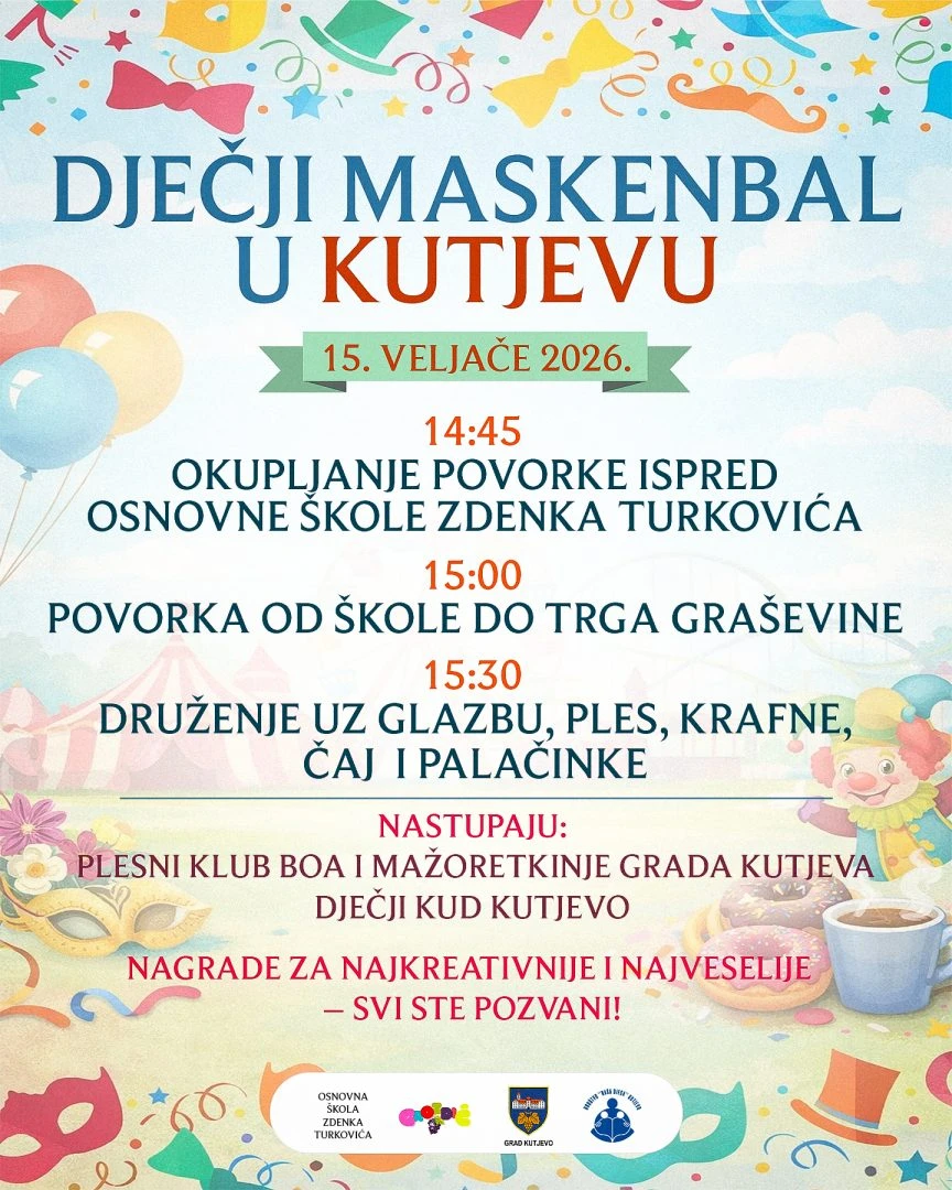 [NAJAVA] Kutjevo: Dječji maskenbal ove nedjelje - 15. veljače