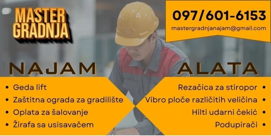 Požega: Najam profesionalne građevinske opreme i alata uz brzu dostupnost i fleksibilne uvjete