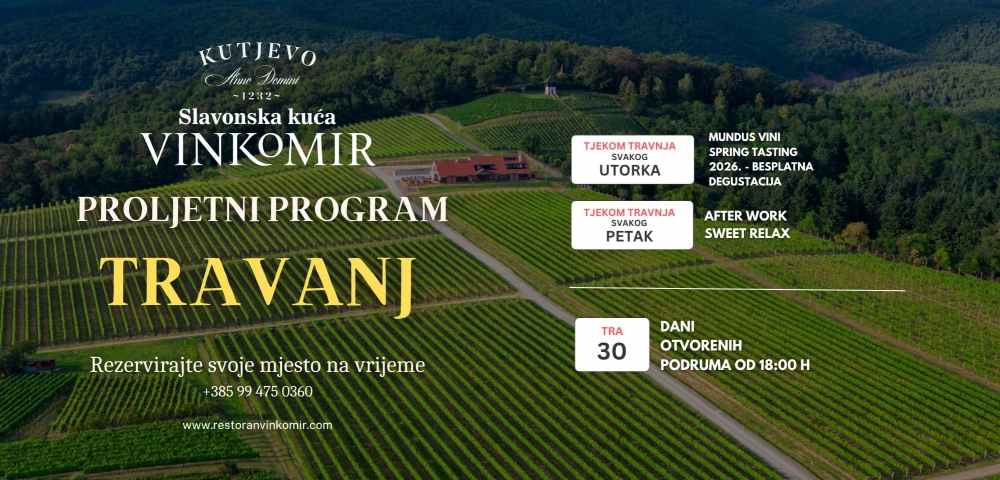 TRAVANJ U RESTORANU VINKOMIR – MJESEC VINA, OKUSA I DRUŽENJA
