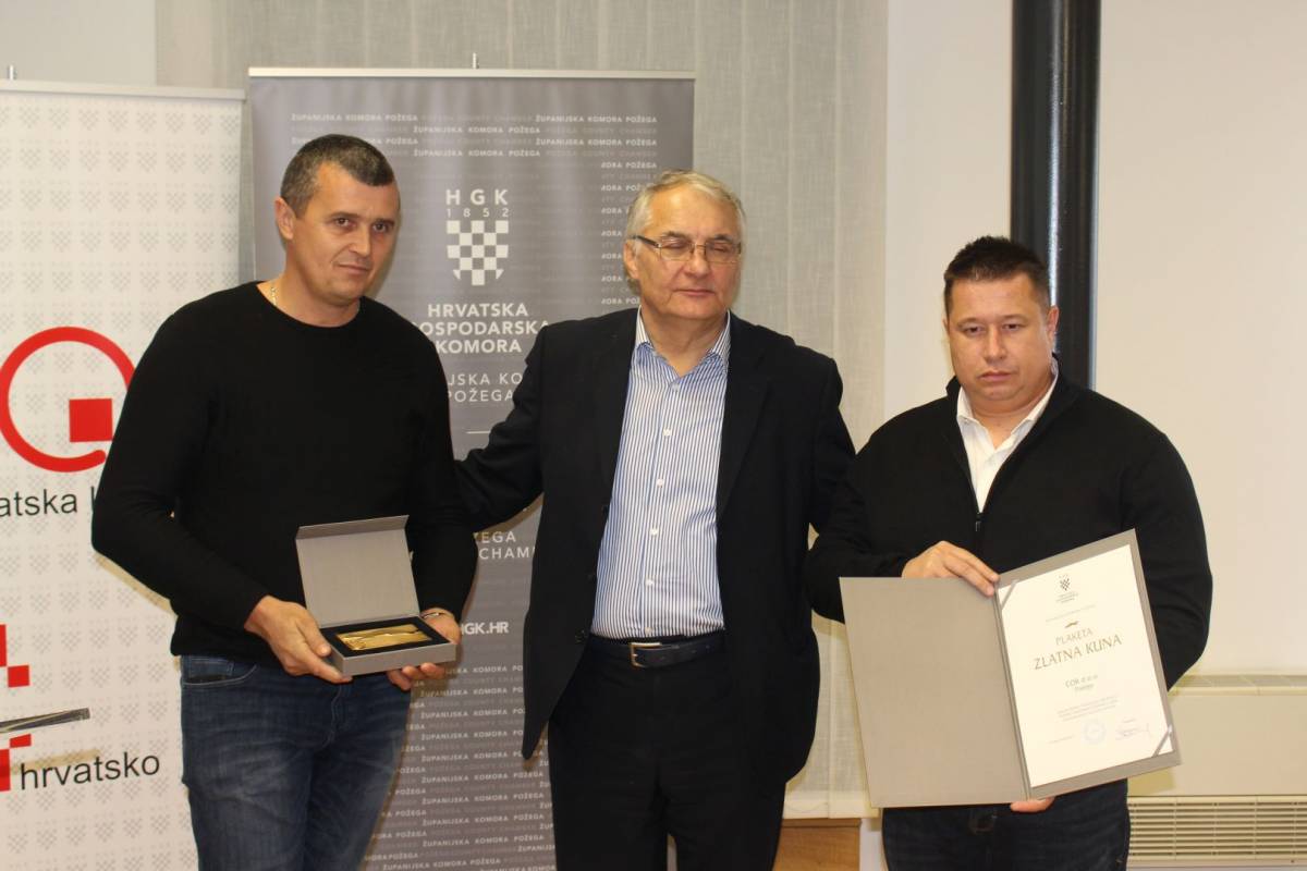 Dodijeljena ¨Zlatna kuna¨ za 2018. godinu tvrtki Lipik Glas d.o.o., Cor d.o.o. i Plamenu d.o.o.