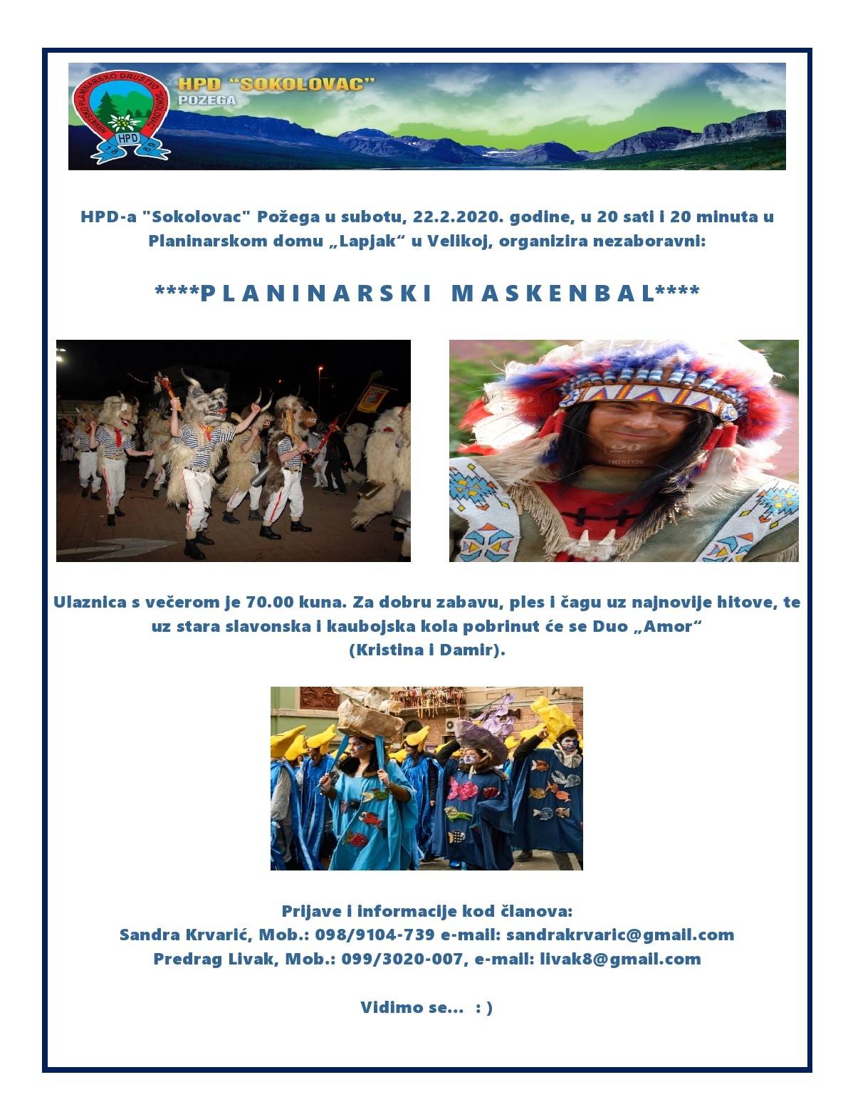 Pridružite se ʺPlaninarskom maskenbaluʺ u organizaciji HPD-a ʺSokolovacʺ Požega
