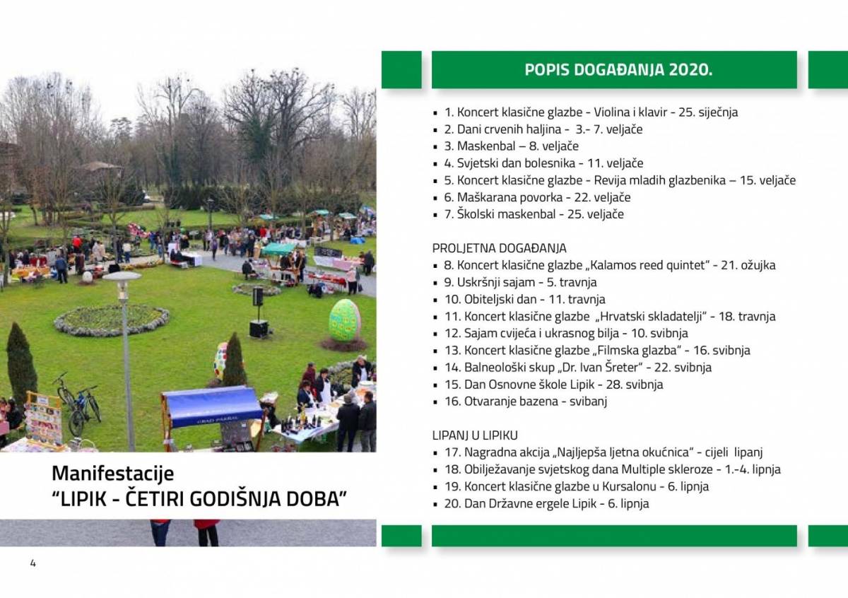 Pogledajte kakva vas događanja očekuju na području Grada Lipika u 2020. godini
