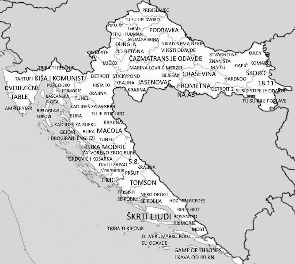 Pogledajte kakvo je ime jedan Dalmatinac dao Požeštini na svojoj karti Hrvatske