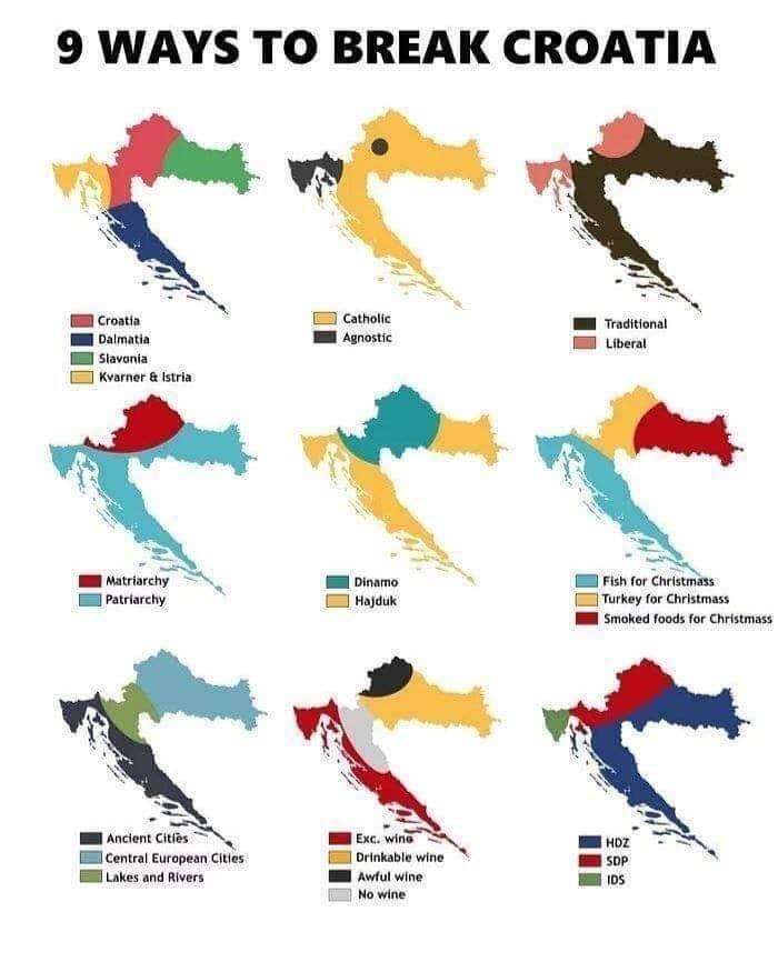 Devet genijalnih načina kako se može podijeliti Hrvatska, koji vam je najbolji?!