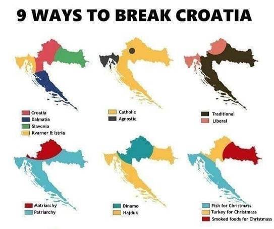Devet genijalnih načina kako se može podijeliti Hrvatska, koji vam je najbolji?!