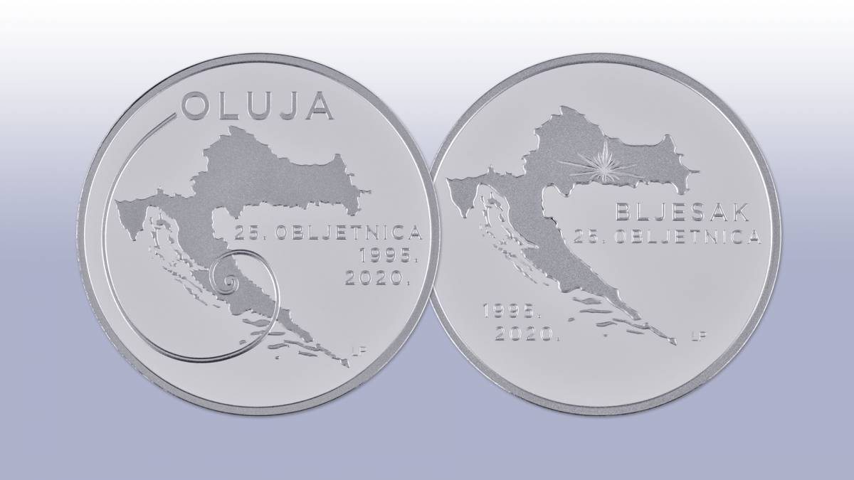 HNB izdala nove srebrnjake u povodu 25. obljetnice vojno-redarstvenih operacija ʺBljesakʺ i ʺOlujaʺ