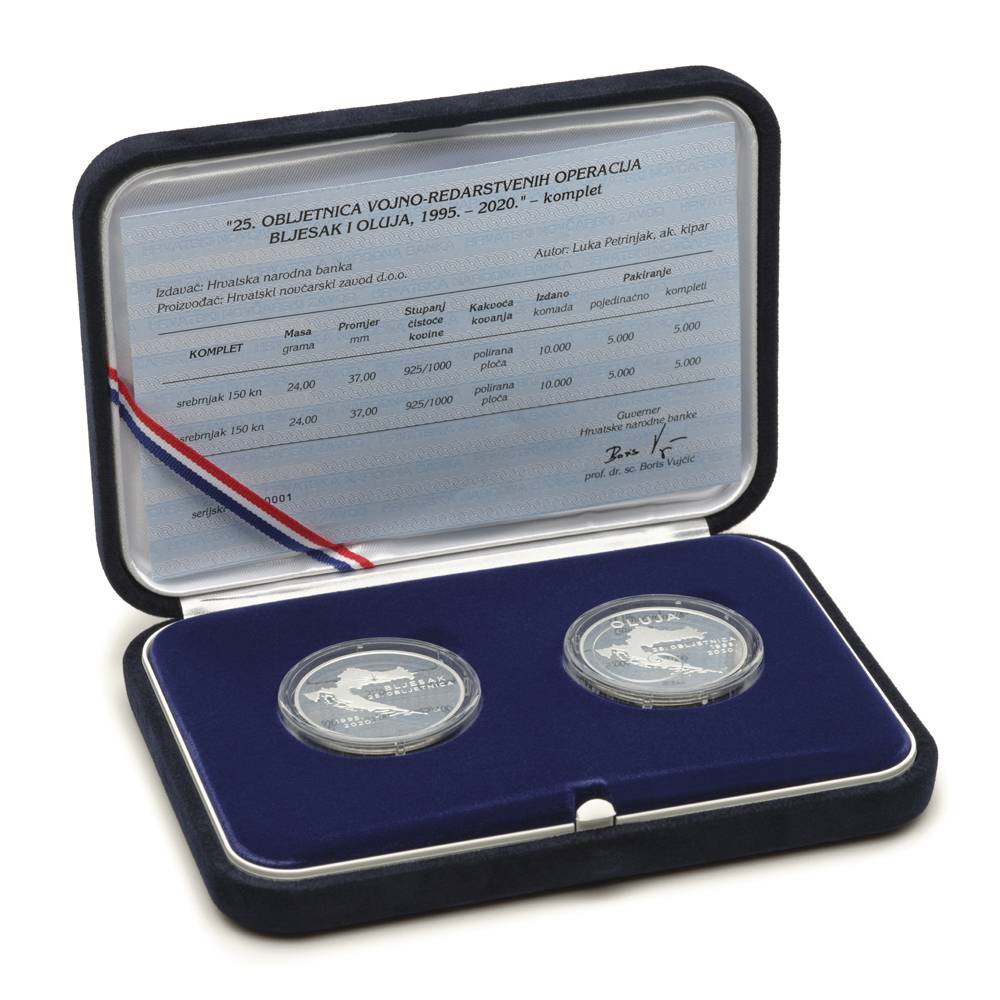 HNB izdala nove srebrnjake u povodu 25. obljetnice vojno-redarstvenih operacija ʺBljesakʺ i ʺOlujaʺ