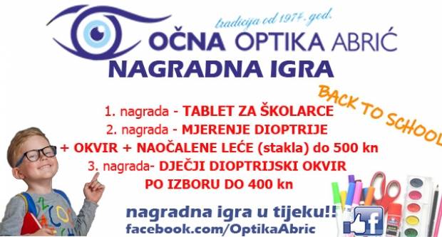 Počela je Facebook nagradna igra Optike Abrić, sudjelujte i osvojite vrijedne nagrade