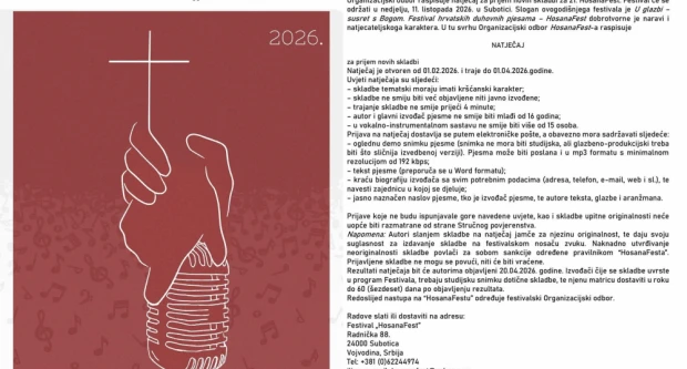 Bunjevci zovu Slavonce na Hosanafest i Festival bunjevačkih pisama