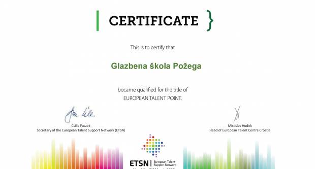 Požeška Glazbena škola i službeno postala Europska točka za darovite Požeška Glazbena škola i službeno postala Europska točka za darovite